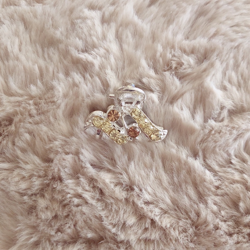 Yellow Rhinestones Mini Cute Adorable Hair Clip